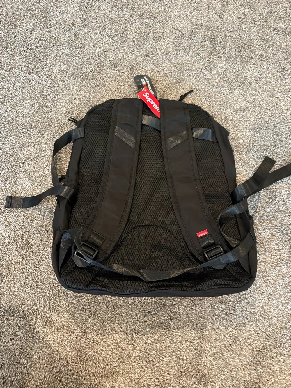 Supreme Black Buckle-Front Backpack